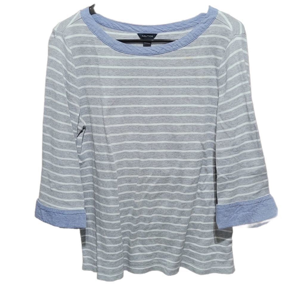Nautica Grey stripe 3/4 sleeve